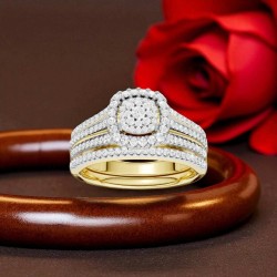 9ct Yellow Gold Diamond Duo Ring Set – RB15220