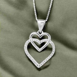 Double Heart Pendant with Sparkle