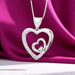 Double Heart Pendant with Sparkle