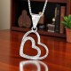 "Elegant Double Heart Pendant Necklace – A Timeless Symbol of Love Elegant Double Heart Pendant Necklace featuring two interlocking hearts—one adorned with shimmering stones and the other with a sleek polished finish. Suspended from a delicate box chain, this timeless jewelry piece symbolizes love and connection.