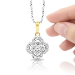 Floral Bloom Pendant – 0.33ct Lab-Grown Diamonds in 9ct Yellow Gold | PF23475
