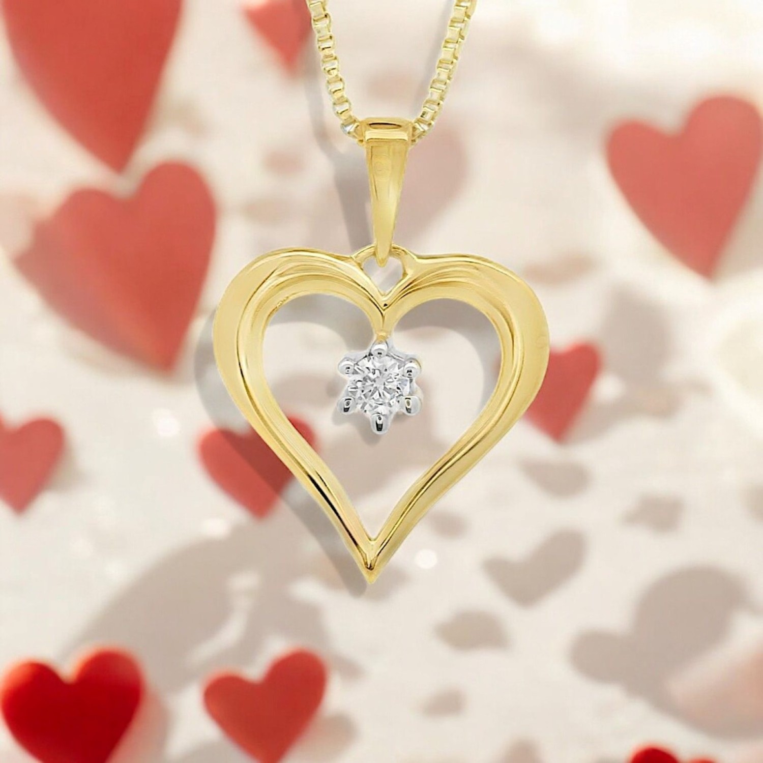 Gold Heart Pendant Necklace with Diamond Accent Gold Heart Pendant Necklace with Diamond Accent by Christies Jewellery NZ