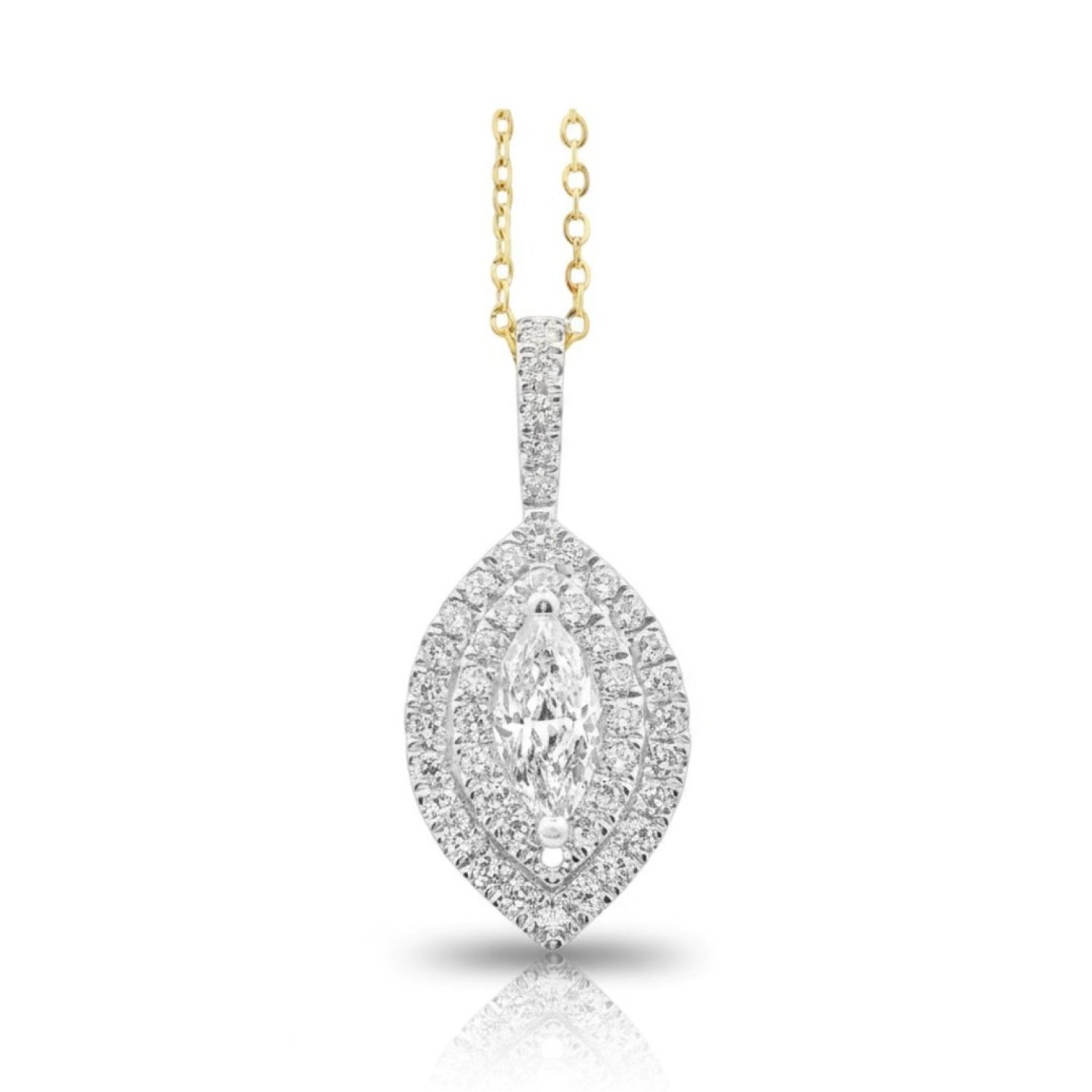 Marquise Halo Pendant – 0.75ct Lab-Grown Diamonds in 9ct Yellow Gold | PF20829 – Christies Jewellery NZ – Free Delivery – Afterpay & Zip Available Marquise Halo Pendant – 0.75ct Lab-Grown Diamonds in 9ct Yellow Gold | PF20829 – Christies Jewellery NZ