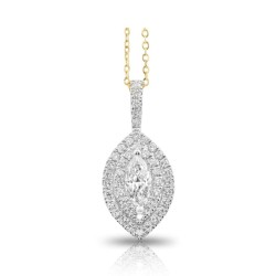 Marquise Halo Pendant – 0.75ct Lab-Grown Diamonds, 9ct Yellow Gold | PF20829