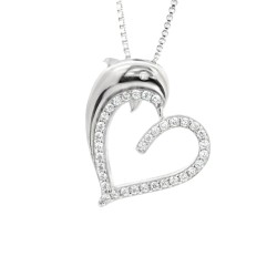 Silver Dolphin Heart Pendant 