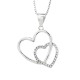 Elegant Double Heart Pendant – A Classic Symbol of Love & Connection Elegant Double Heart Pendant featuring two intertwined hearts—one adorned with shimmering stones, the other with a sleek polished finish, suspended from a delicate box chain.