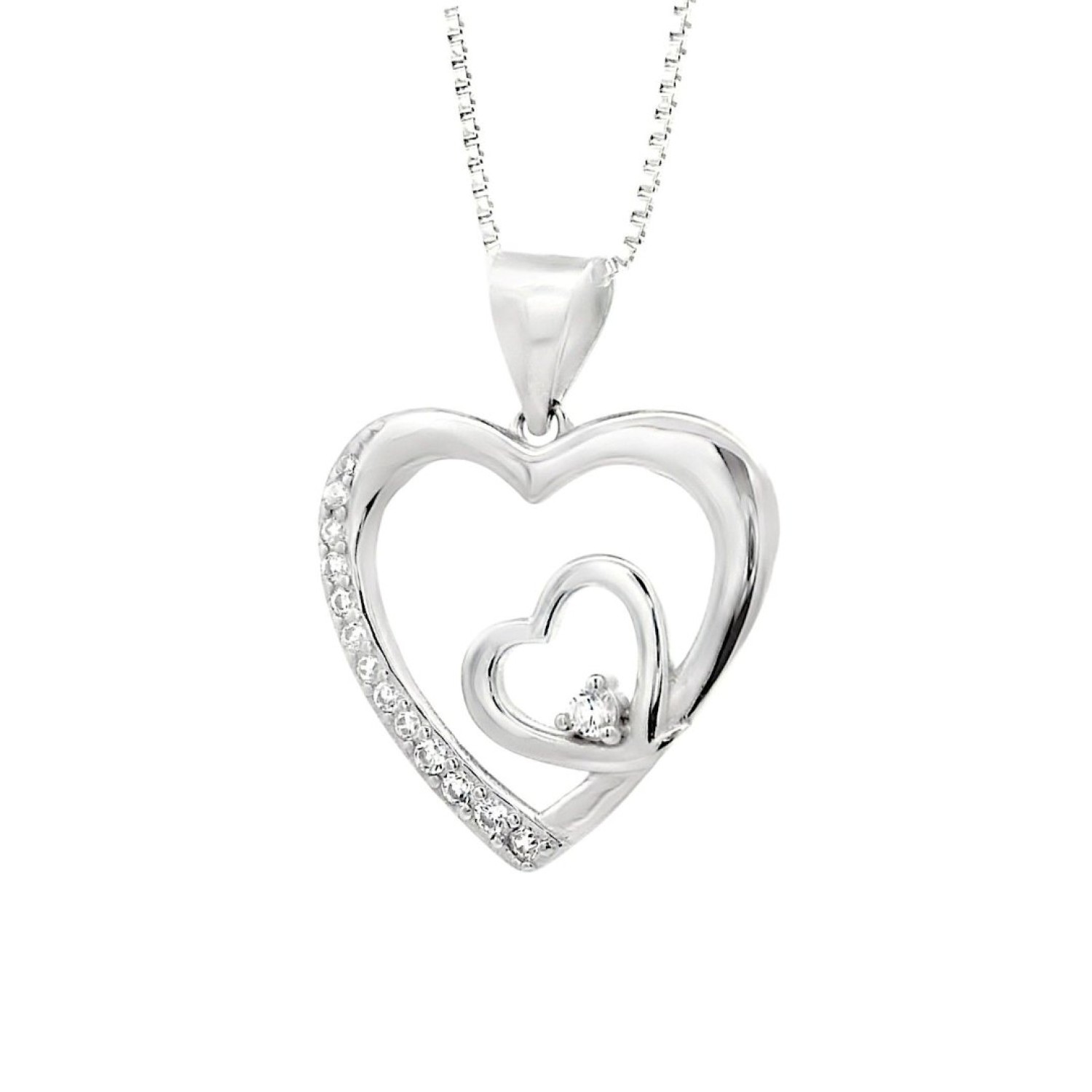 Double Heart Pendant with Sparkle – A Radiant Symbol of Love & Connection Double Heart Pendant featuring two interlocking hearts with shimmering accents—symbolizing love and connection.