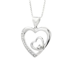 Double Heart Pendant with Sparkle