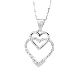 Double Heart Pendant with Sparkle