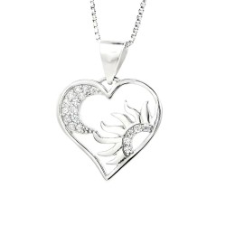 Sun and Moon Heart Pendant Necklace