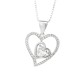Interlocking Heart Pendant Necklace Interlocking Heart Pendant Necklace | Elegant pendant featuring two interlocking hearts—one adorned with sparkling stones and the other holding a central heart-shaped gemstone, symbolizing love and connection.