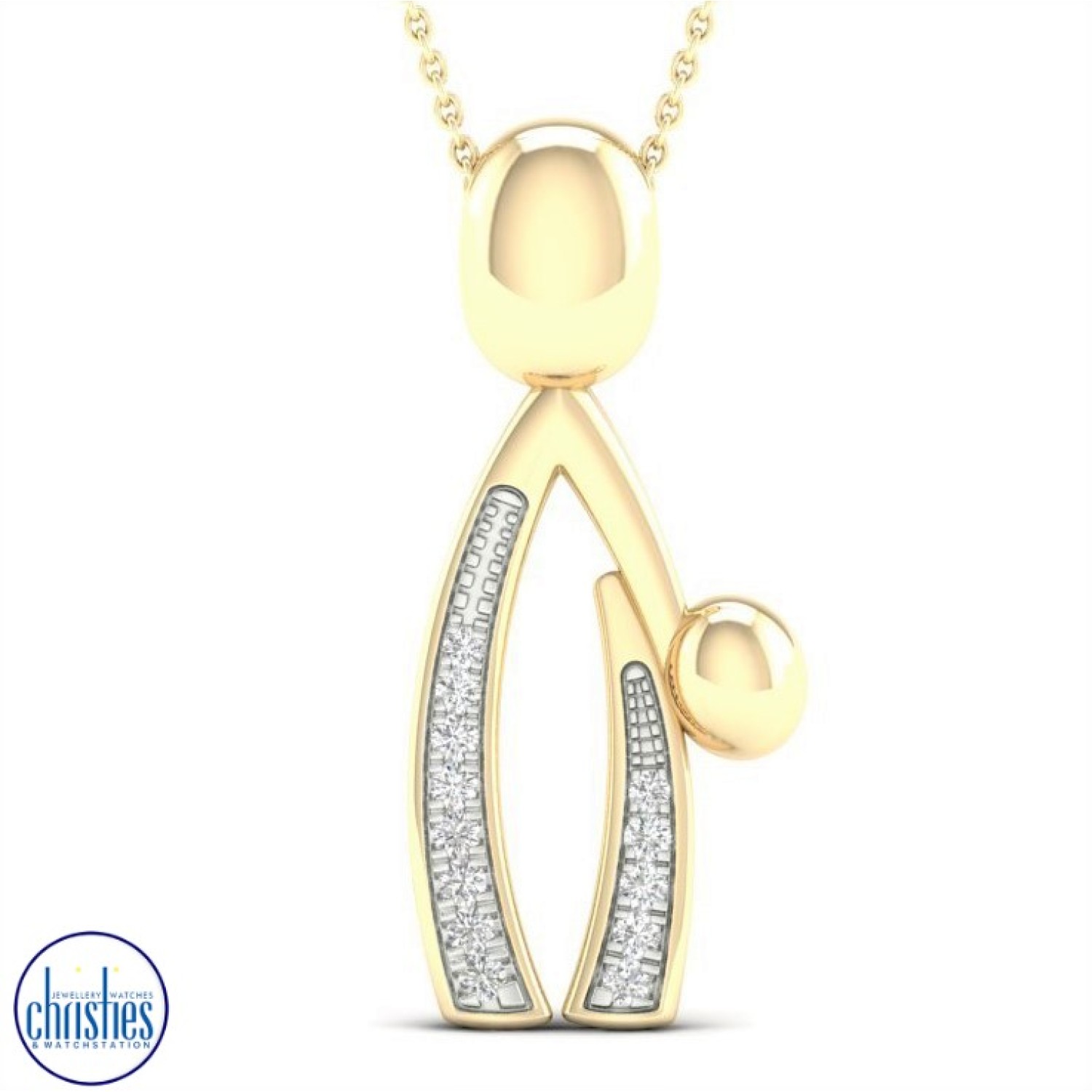 9ct Gold Diamond Set Mother-Child Pendant PF12348 PF12348 diamond jewellery