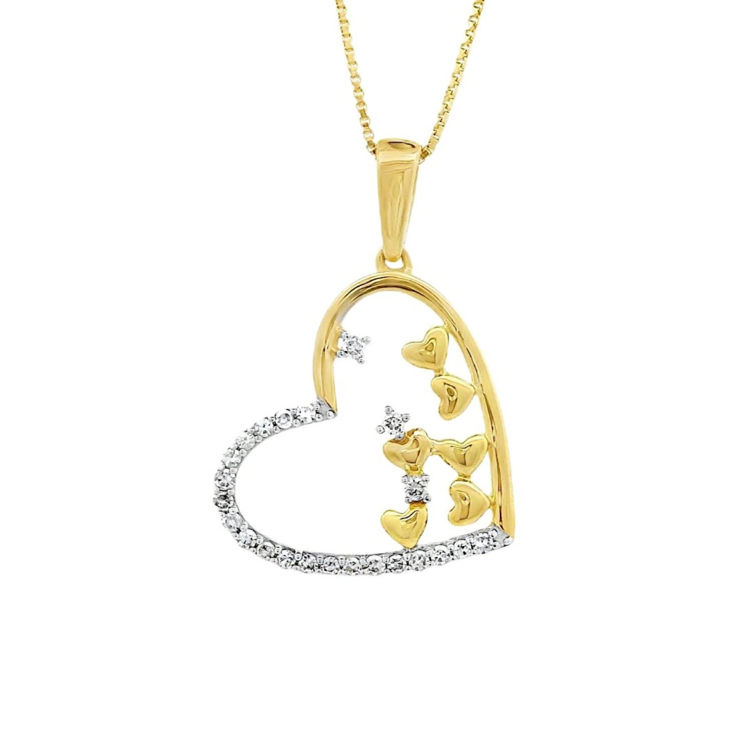 9ct Elegant Heart Pendant with Diamonds – Christies Jewellery NZ 9ct Elegant Heart Pendant with Diamonds rested on wooden finish table