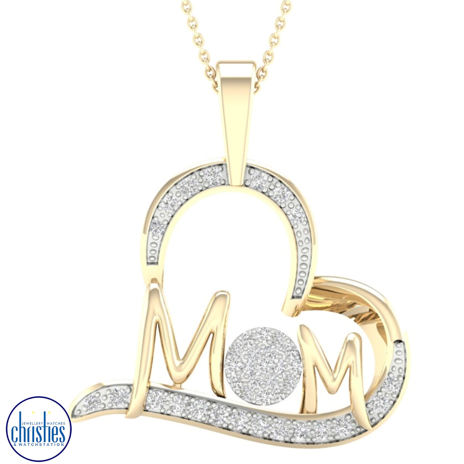 9ct Gold Diamond Set Mom Pendant PH2782 PH2782 diamond jewellery