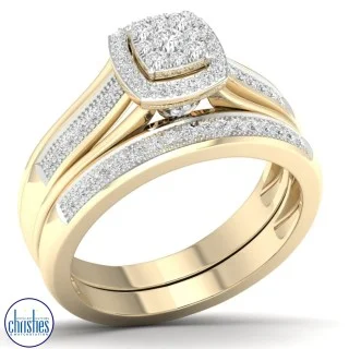 9ct gold bridal ring set deals