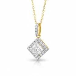 Radiant Halo Pendant – 0.75ct Lab Diamonds, 9ct Yellow Gold | PF23837