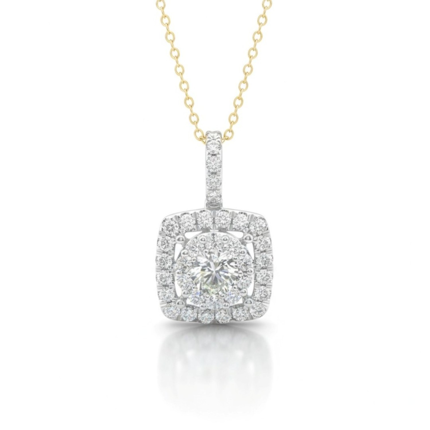 Radiant Halo Pendant – 9ct Yellow Gold, 1ct Lab Diamonds | PF20773 – Christies Jewellery NZ – Free Delivery – Afterpay Available Radiant Halo Pendant in 9ct Yellow Gold with 1ct Lab-Grown Diamonds – Cushion Halo Design