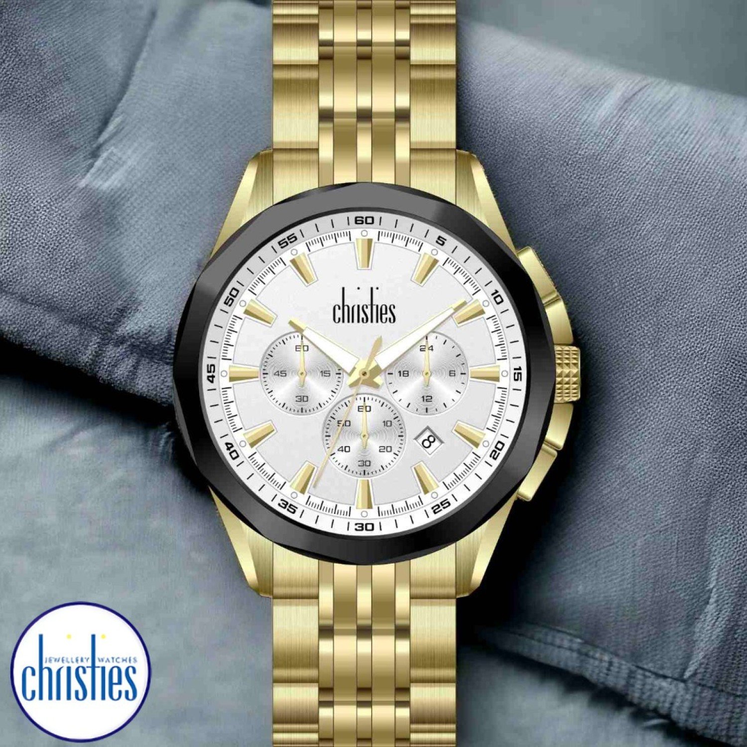 Christies Jewellery - 30411 Christies Luxor Mens Gold Tone White-Dial Chronograph Watch Watches Auckland NZ 30411 Christies Luxor Mens Gold Tone White-Dial Chronograph Watch TM-VD53 Christies Jewellery NZ- Christies Jewellery Online and Auckland - Free Delivery - Afterpay, Laybuy and Zip the easy way to pay