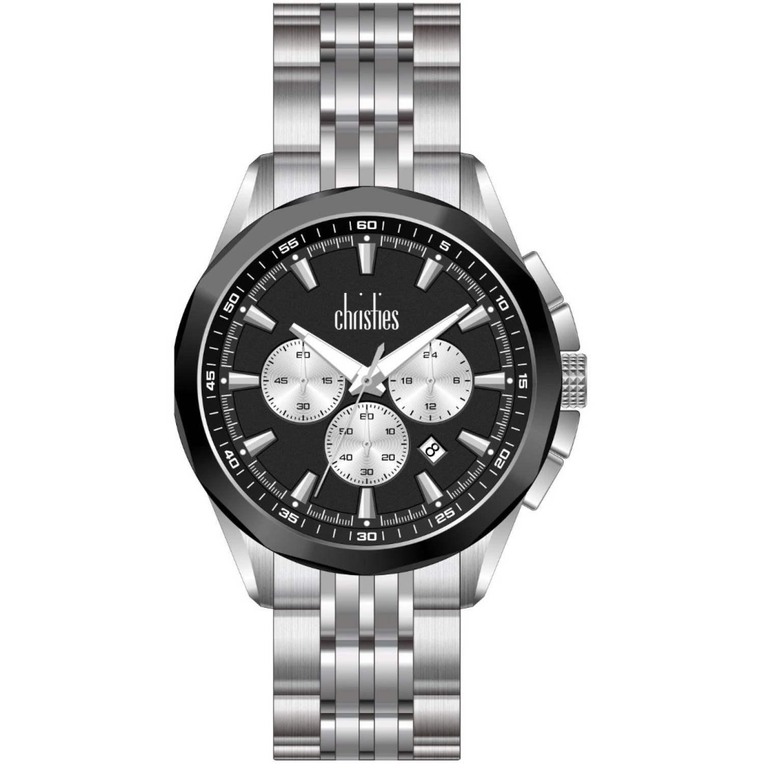 Christies Jewellery - 30413 Christies Luxor Mens Silver Tone Black-Dial Watch Auckland NZ 30413 Christies Luxor Mens Silver Tone Black-Dial Watch TM-VD55