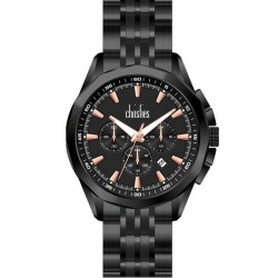 30414 Christies Luxor Mens Black-Tone Black-Dial Watch