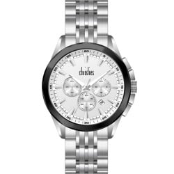 30416 Christies Luxor Mens Silver-Tone White Dial Watch