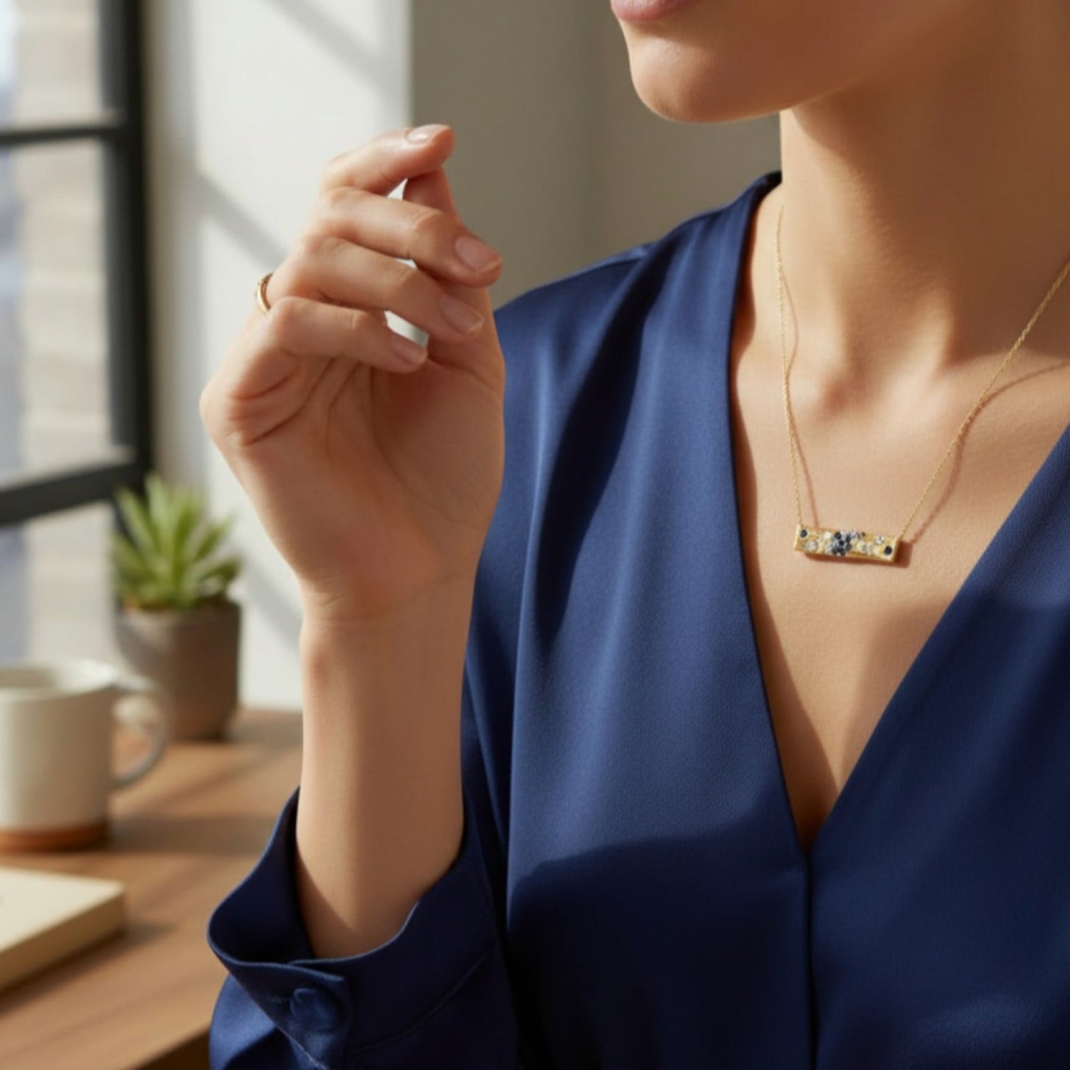 9CT Gold Diamond And Sapphire Bar Necklace |NT403620Y09SA1| – Christies Jewellery NZ- Christies Jewellery Online and Auckland - Free Delivery - Afterpay and Zip the easy way to pay 9CT Gold Diamond And Sapphire Bar Necklace |NT403620Y09SA1| by Christies Jewellery