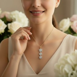 9ct Gold Diamond Trio Bloom Pendent |PNE00819-P