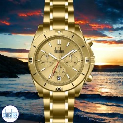 Christies Golden Sunburst Chronograph Watch
