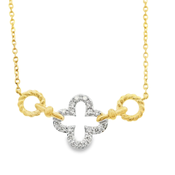 9ct Gold Diamond Clover Necklace | NT408756Y09DI1
