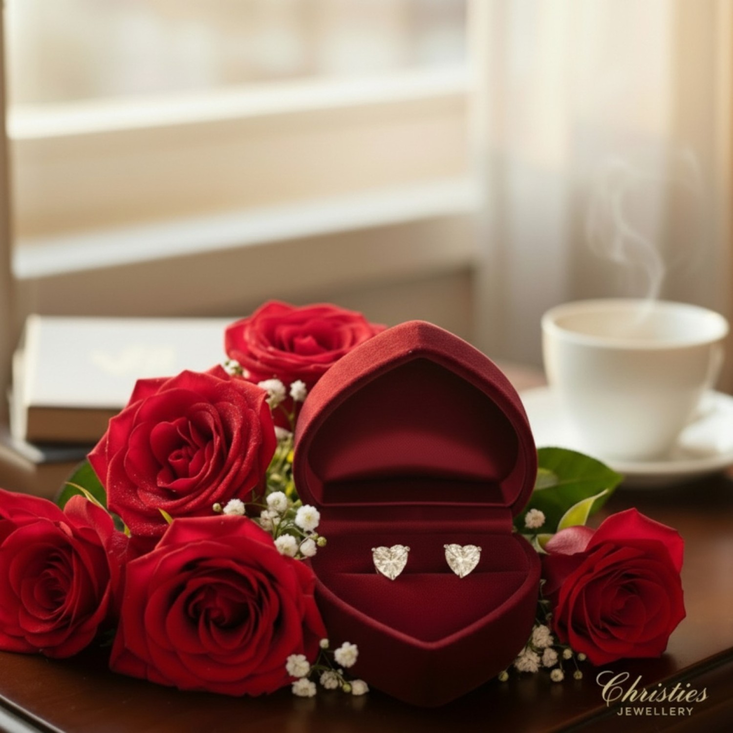 9ct Gold Diamond Heart  Stud Earrings |ES00790-LGD-9KY by Christies Jewellery