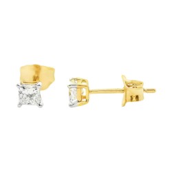 9ct Gold Diamond Princess-Cut Stud Earrings |ES00793-LGD-9KY 9ct Gold Diamond Princess-Cut Stud Earrings |ES00793-LGD-9KY