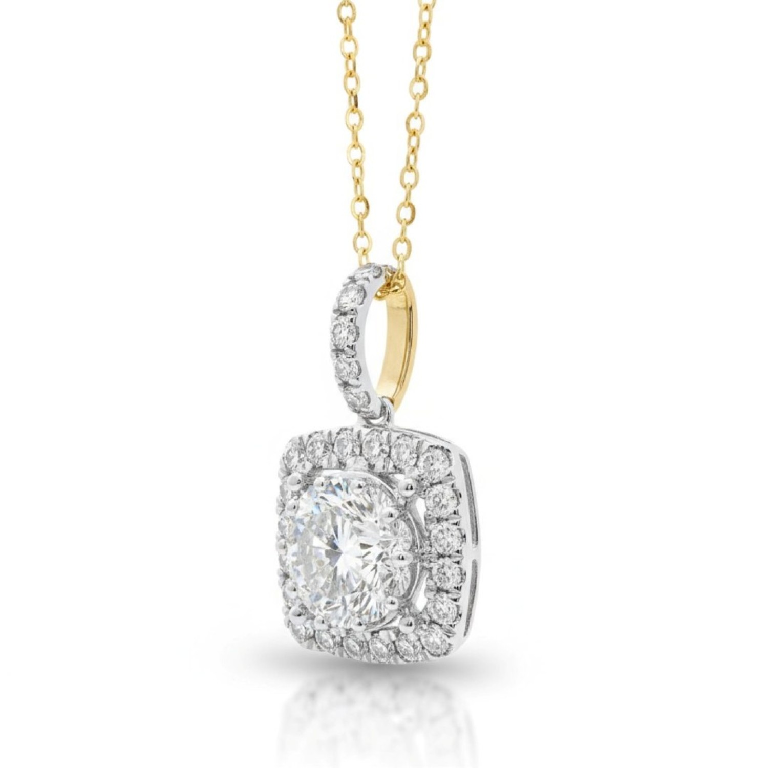 Radiant Halo Pendant – 9ct Yellow Gold, 1ct Lab Diamonds | PF20773 – Christies Jewellery NZ – Free Delivery – Afterpay Available Radiant Halo Pendant in 9ct Yellow Gold with 1ct Lab-Grown Diamonds – Cushion Halo Design