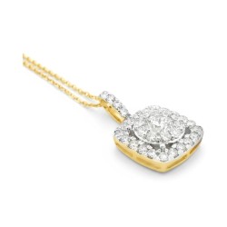 Radiant Halo Pendant – 1ct Lab Diamonds, 9ct Yellow Gold | PF20773