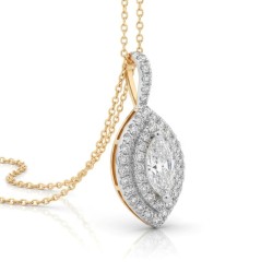Marquise Halo Pendant – 0.75ct Lab-Grown Diamonds, 9ct Yellow Gold | PF20829