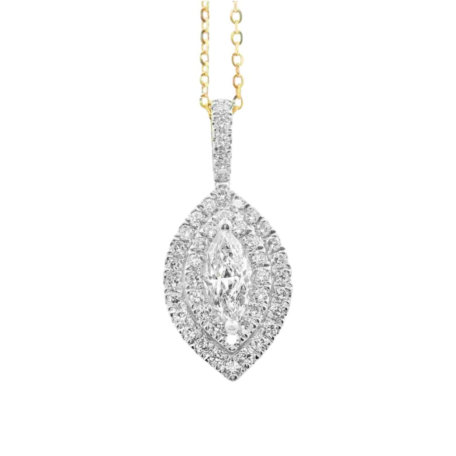 Marquise Halo Pendant – 0.75ct Lab-Grown Diamonds in 9ct Yellow Gold | PF20829 – Christies Jewellery NZ – Free Delivery – Afterpay & Zip Available Marquise Halo Pendant – 0.75ct Lab-Grown Diamonds in 9ct Yellow Gold | PF20829 – Christies Jewellery NZ