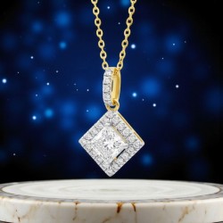 Radiant Halo Pendant – 0.75ct Lab Diamonds, 9ct Yellow Gold | PF23837