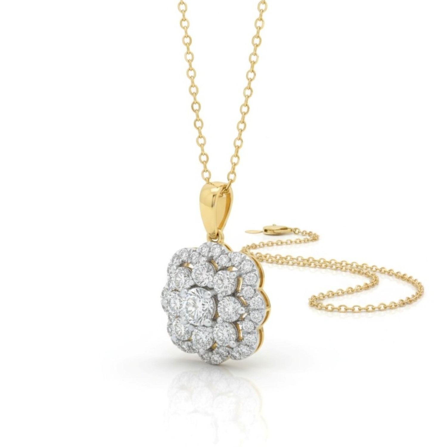 Floral Halo Pendant – 9ct Yellow Gold, 1ct Lab Diamonds - PF24312 – Christies Jewellery NZ- Christies Jewellery Online and Auckland - Free Delivery - Afterpay and Zip the easy way to pay Floral Halo Pendant in 9ct Yellow Gold with 1ct Lab-Grown Diamonds – Elegant Flower Design