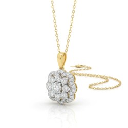 Floral Halo Pendant – 9ct Yellow Gold, 1ct Lab Diamonds - PF24312