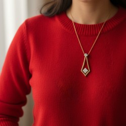 9ct Gold Radiant Drop Diamond Necklace| NT408265Y09DI1