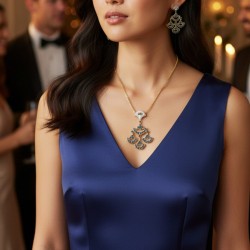 9ct Gold Chandelier Diamond And Sapphire Pendent| PN419851Y09SA1