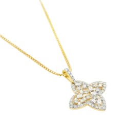9ct Gold Diamond Floral Pendant| PN415590Y09DI1