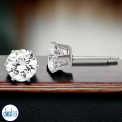 Silver Clear Cubic Zirconia Stud Earrings 5mm