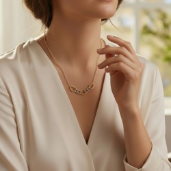 9ct Gold Twist Knot Diamond Necklace| NT408760Y09DI1