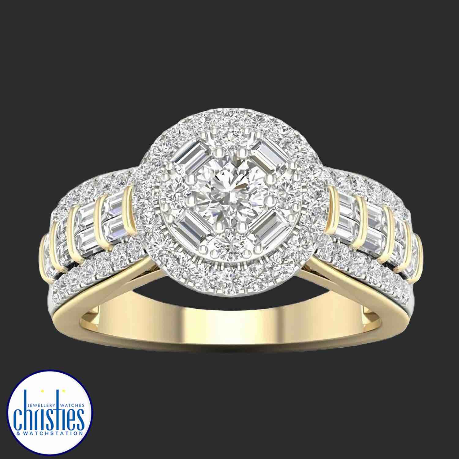 Christies Jewellery - 18ct Yellow Gold Diamond Ring 1.00ct TDW RB21570EG This 18ct yellow gold diamond ring is a true masterpiece of craftsmanship and design. Boasting 53 sparkling diamonds with a total diamond weight of 1.00ct,