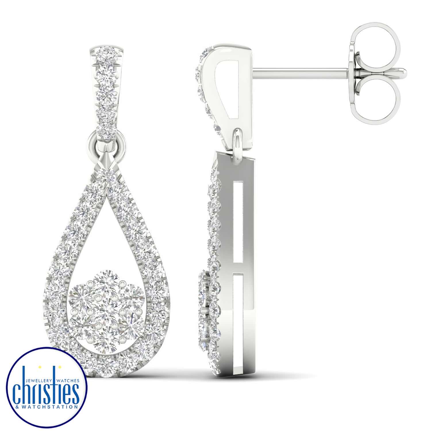 18ct White Gold Diamond Dangly Earrings 0.66ct TDW EF18650/18KW chunky gold necklace nz 18ct White Gold Diamond Dangly Earrings 0.66ct TDW solitaire diamond necklace nz