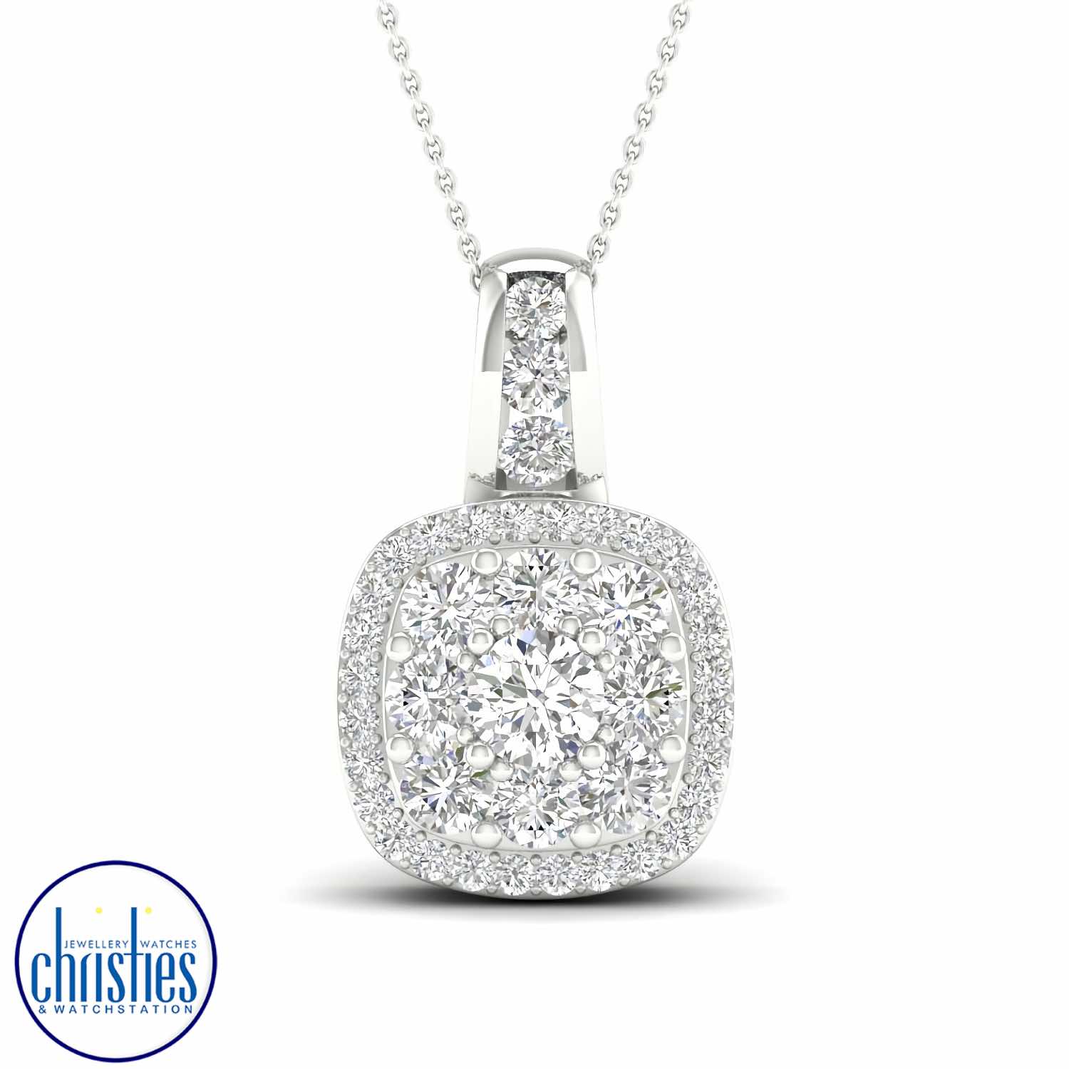 18ct White Gold Diamond Set Pendant 1.00ct TDW PF12372.  mens gold cross necklace nz $3,850.00