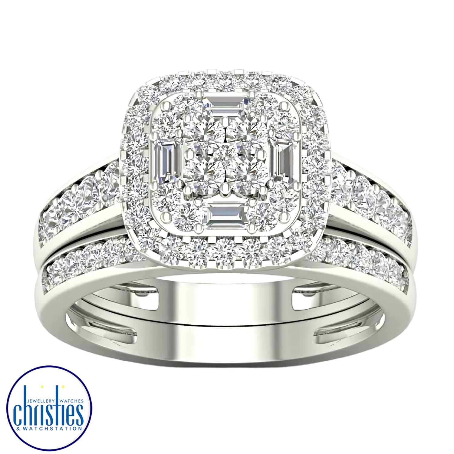 18ct White Gold Diamond Wedding Set 1.00ct TDW RB15838.  Affordable Engagement Rings Nz $4,995.00