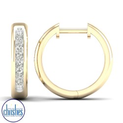 18ct Yellow Gold Diamond Huggie Earrings 0.25ct TDW