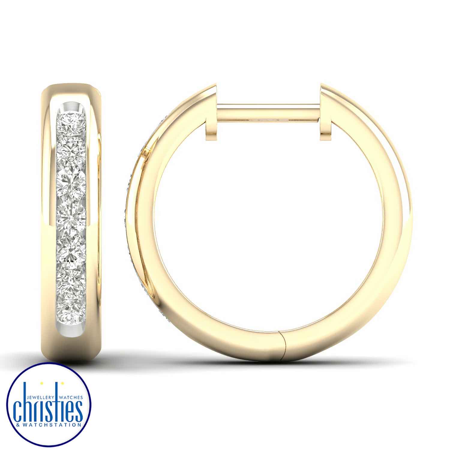 18ct Yellow Gold Diamond Huggie Earrings 0.25ct TDW EF11812/18KY chunky gold necklace nz 18ct Yellow Gold Diamond Huggie Earrings 0.25ct TDW solitaire diamond necklace nz