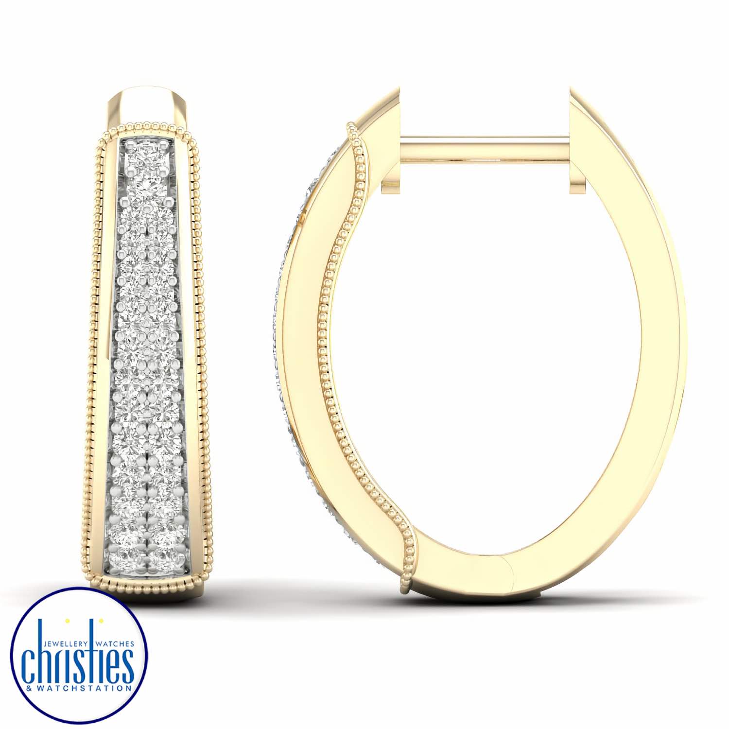 9ct Yellow Gold Diamond Huggie  Earrings 0.25ct TDW EF15501 solitaire diamond necklace nz